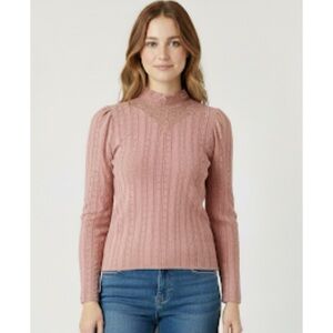 Anthropologie Halogen Dusty Pink Lace Top Size XS NWT